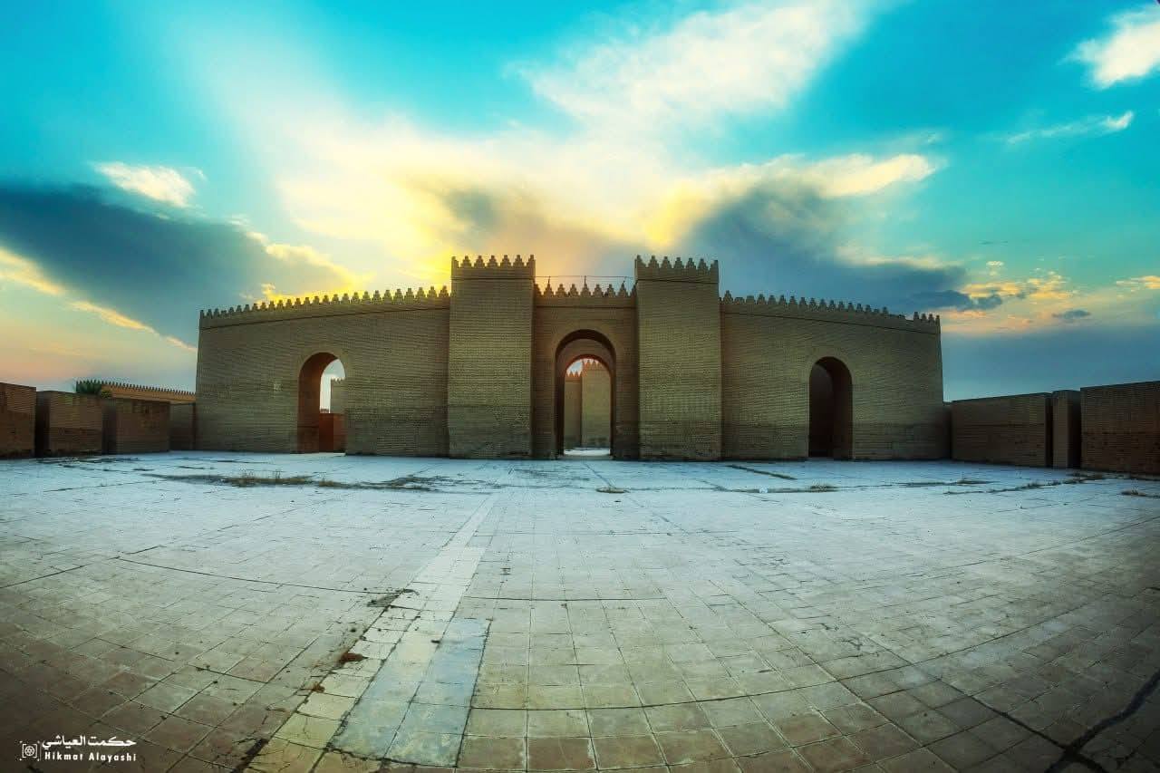 restored gate and walls in the old city of Babylon