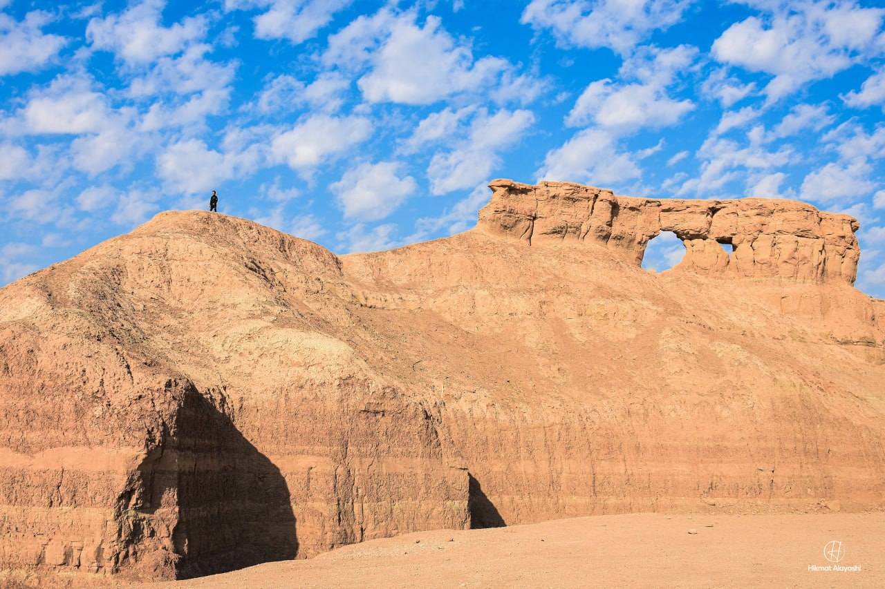 natural rock arch formation in the desert near Karbala Iraq