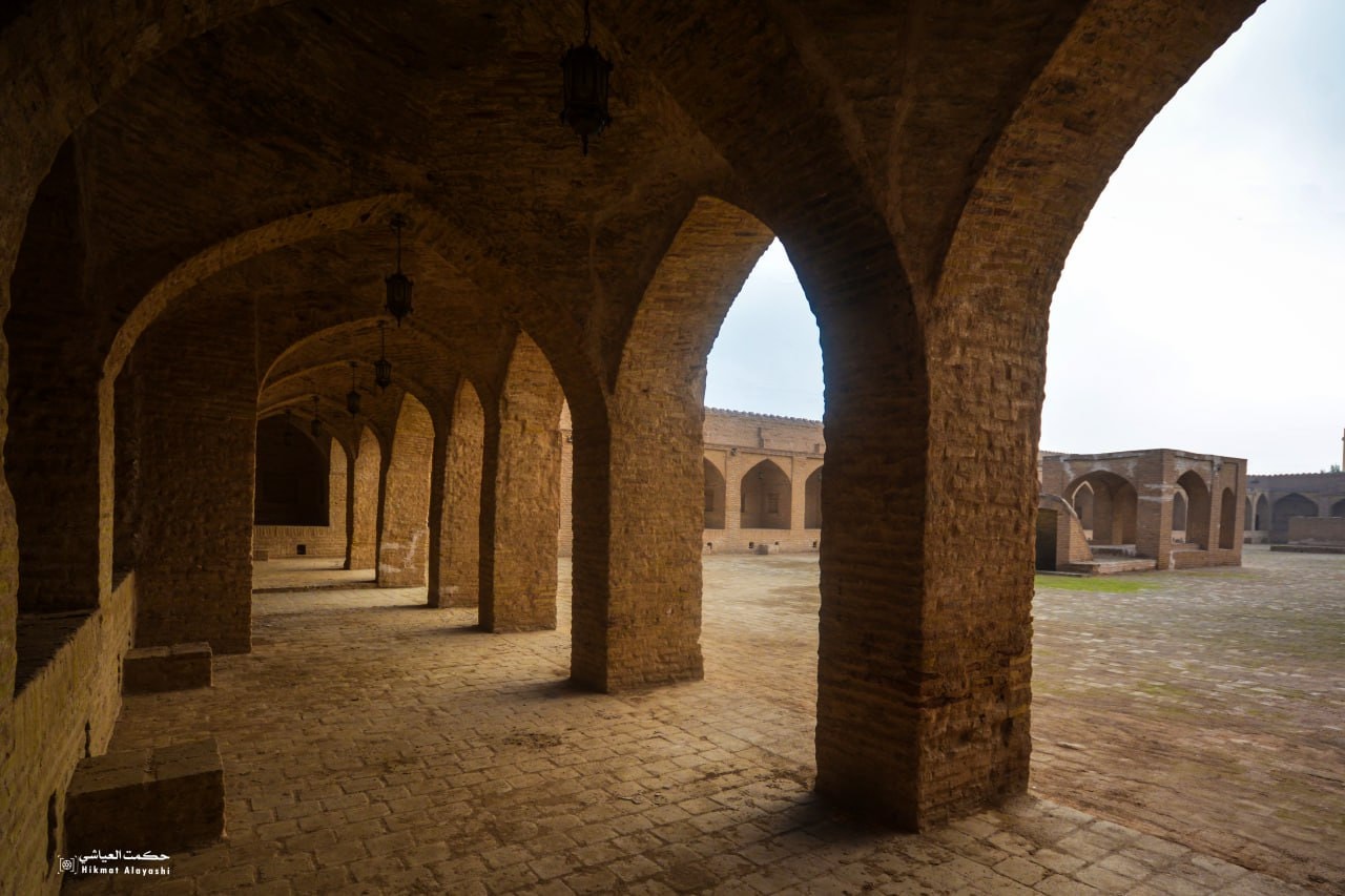 old brick arches and historic castle courtyard in Najaf, Iraq